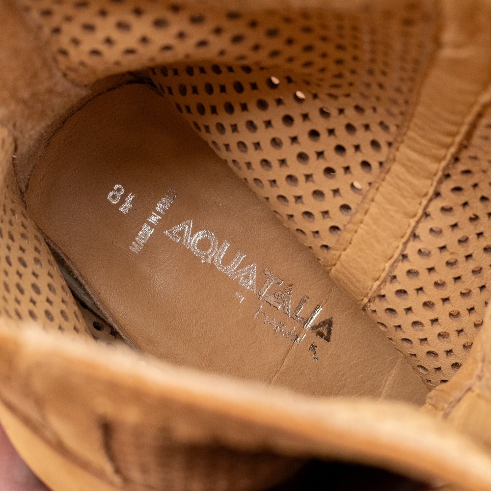 $495 Aquatalia by Marvin K Fawn Brown Leather Ankle Bootie Boot Suede 8.5 ITALY - Picture 6 of 7